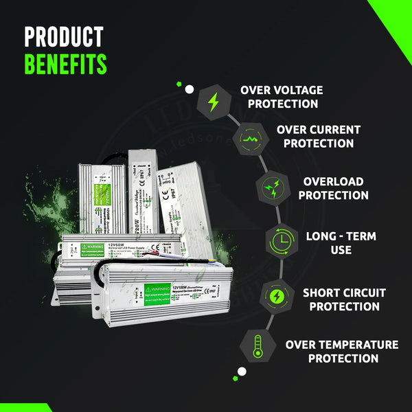 Waterproof DC12V IP67 20W LED Driver Power Supply Transformer