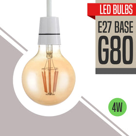 LEDSone Ampoule LED Vintage E27 G80 4W Dimmable - Globe Ambré Blanc Chaud 2700K ~1788
