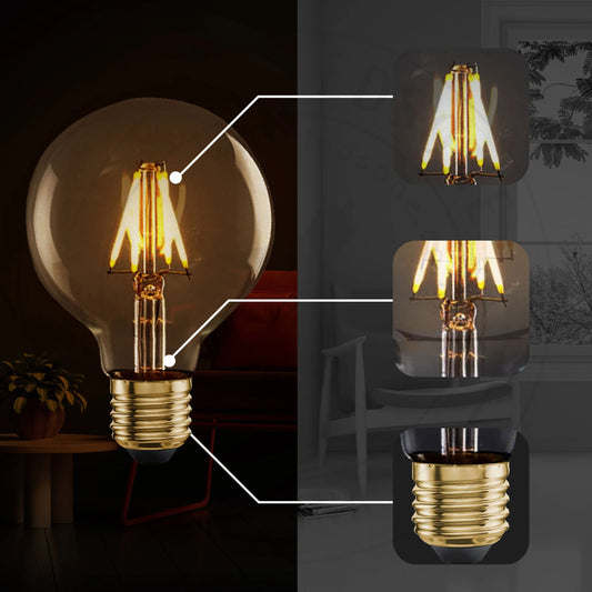 filament Edison G80 4W dimmable fond noir