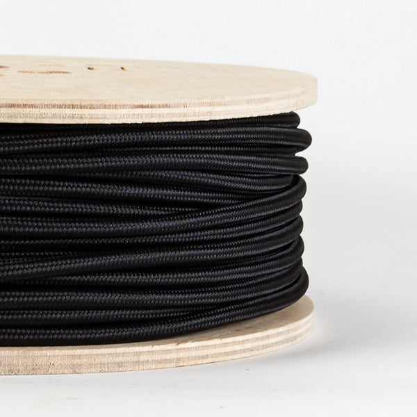 Câble rond tissu noir 2 cœurs flexible