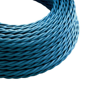 Câble Électrique Tissu Torsadé 5m Bleu — 2 Noyaux 0,75mm pour Suspension Vintage DIY -1762