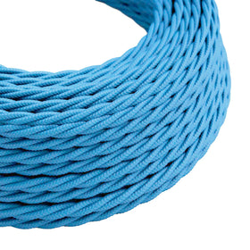 Câble électrique torsadé 10m 2 noyaux couleur bleu clair tissu 0,75mm ~4759
