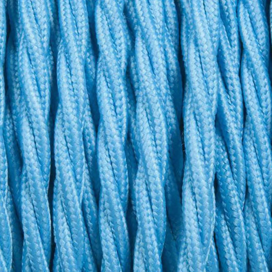 Câble électrique torsadé bleu - détail de la gaine tissée