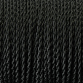 Câble Électrique Torsadé Noir Tissu 3x0,75mm² - 5m - Fil Vintage pour Lustre & Lampe Ancienne ~ 1152