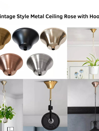 Crochet rose de plafond en métal style vintage pour luminaire ~1744