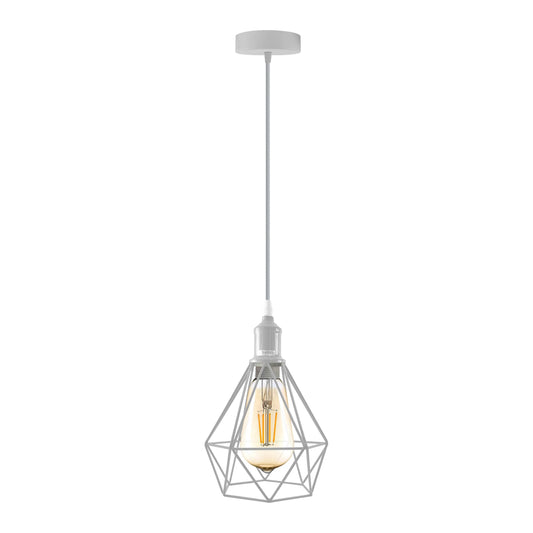 Lampe suspendue blanche E27, abat-jour en forme de Cage, plafonnier en métal de Style Loft ~ 4341