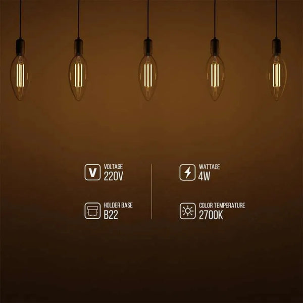 Bougie à filament LED B22 Edison ampoules LED à vis