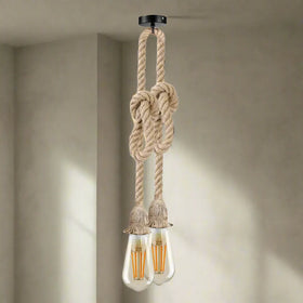 Lustre salon vintage – Suspension en corde de chanvre E27 -5573