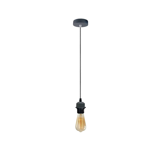 Suspension grise, support de lampe E27, plafonnier, avec câble en PVC ~ 4221