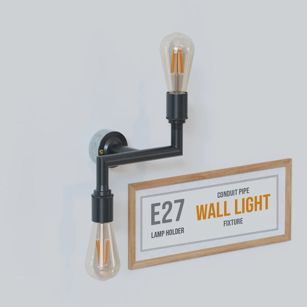 Industrial Conduit Pipe 2-Way Light Wall Lamp Kit
