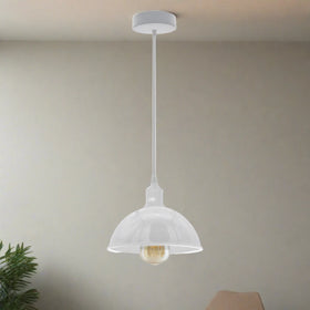 LEDSone Lampe Suspendue Industrielle Blanc | Abat-jour Métal | E27 | Style Loft ~2137
