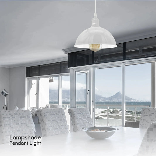 lampe suspendue industrielle blanche abat-jour