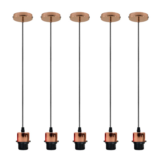 Paquet de 5 suspensions en or Rose, support de lampe E27, plafonnier, câble en PVC ~ 4239