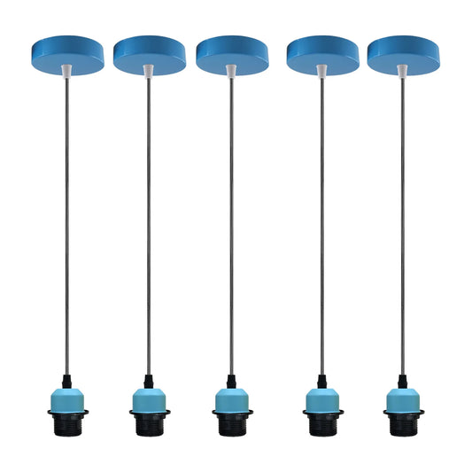 Lot de 5 lampes suspendues bleues, support de lampe E27, plafonnier, câble en PVC ~ 4236