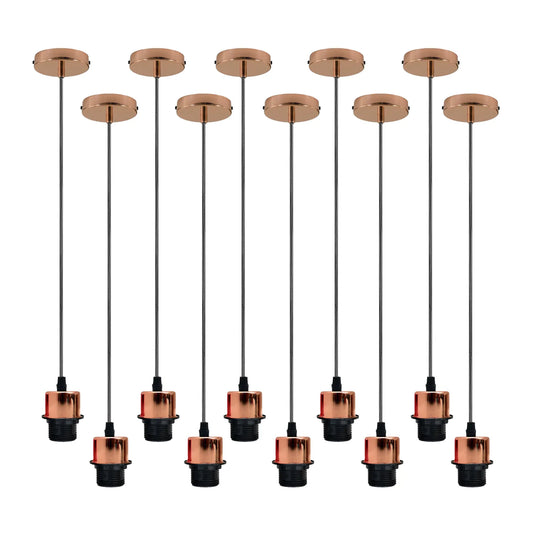 Paquet de 10 suspensions en or Rose, plafonnier avec support de lampe E27, câble en PVC ~ 4249