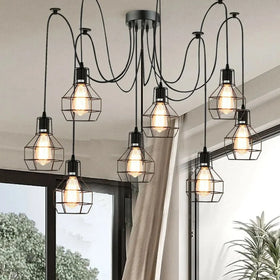Lustre Araignée 8 Bras E27 – Suspension Industrielle Vintage Réglable 2m | LEDsone  ~1584