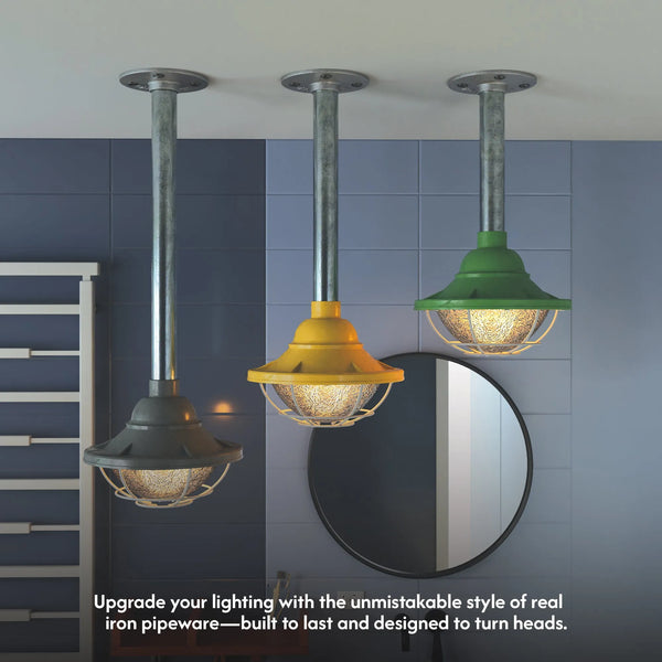 Vintage Cone Shade Long Pipe Hanging Light Fixture