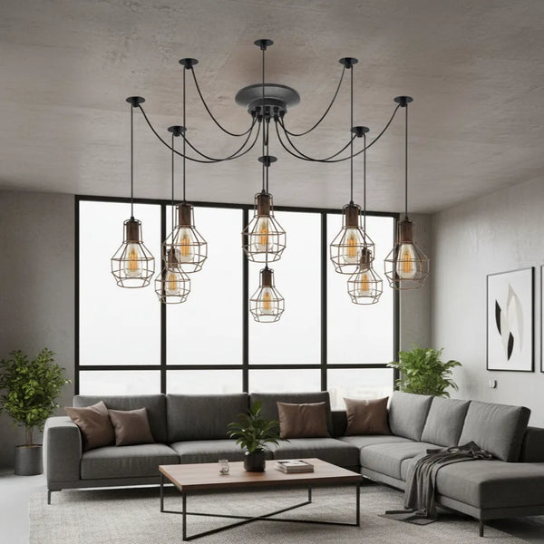 Lustre Araignée Industriel 8 Têtes E27 Décoration Intérieure – LEDsone