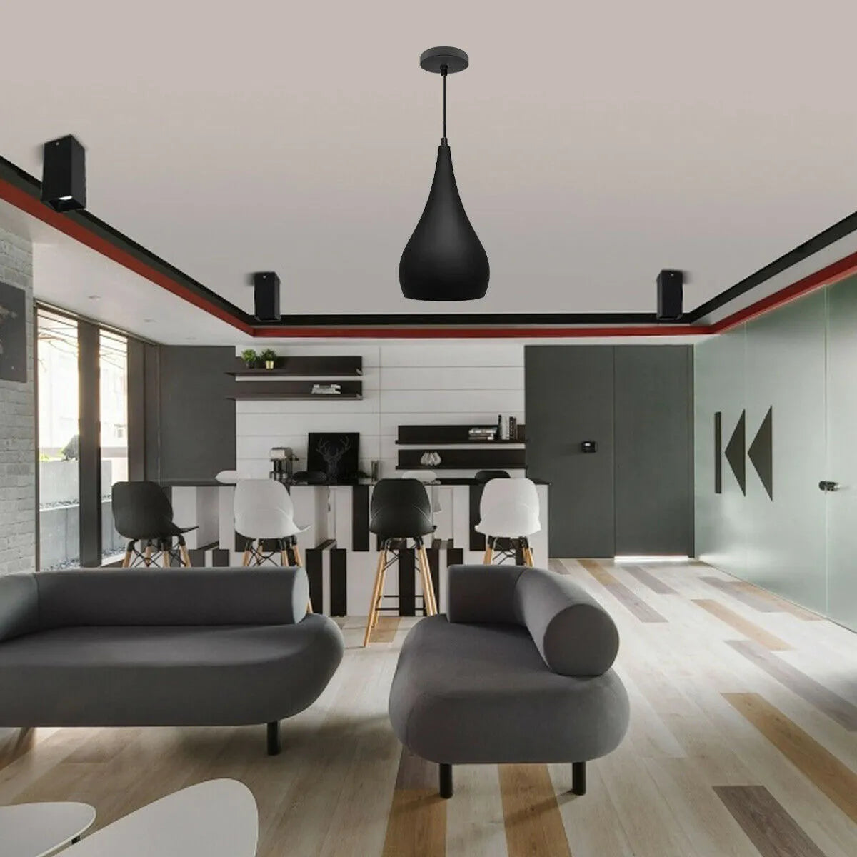 LEDSone Moderner tropfenförmiger orangefarbener Pendelleuchtenschirm, industrielle hängende Deckenbeleuchtung, ideal für Esszimmer, Bars, Clubs und Restaurants (Orange)