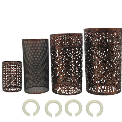 Abat-jour rouge rustique 4 types faciles à installer cage lumineuse moderne en métal ~1763