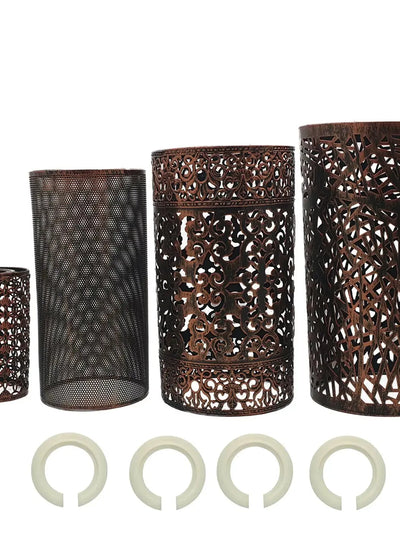 Abat-jour rouge rustique 4 types faciles à installer cage lumineuse moderne en métal ~1763