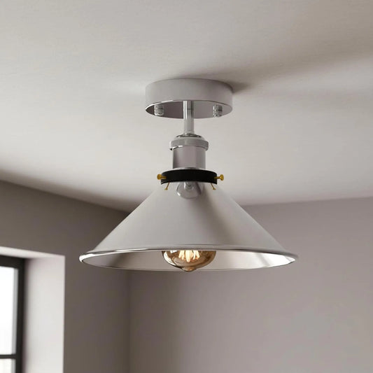 Plafonniers industriels chromés vintage rétro suspension abat-jour applique ~1782