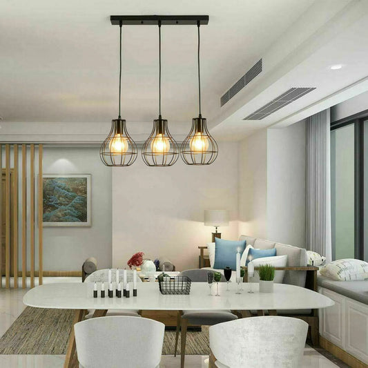 Suspension 3 têtes base rectangulaire en fil noir ~1784