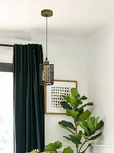 Suspension cage moderne en laiton brossé design creux ~1825