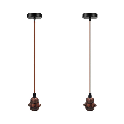 Paquet de 2 suspensions industrielles vintage en cuivre, support de lampe plafonnier ~ 4257