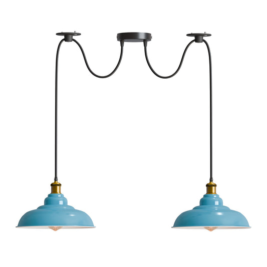 Suspension plafonnier araignée 2 voies abat-jour incurvé en métal ~1833