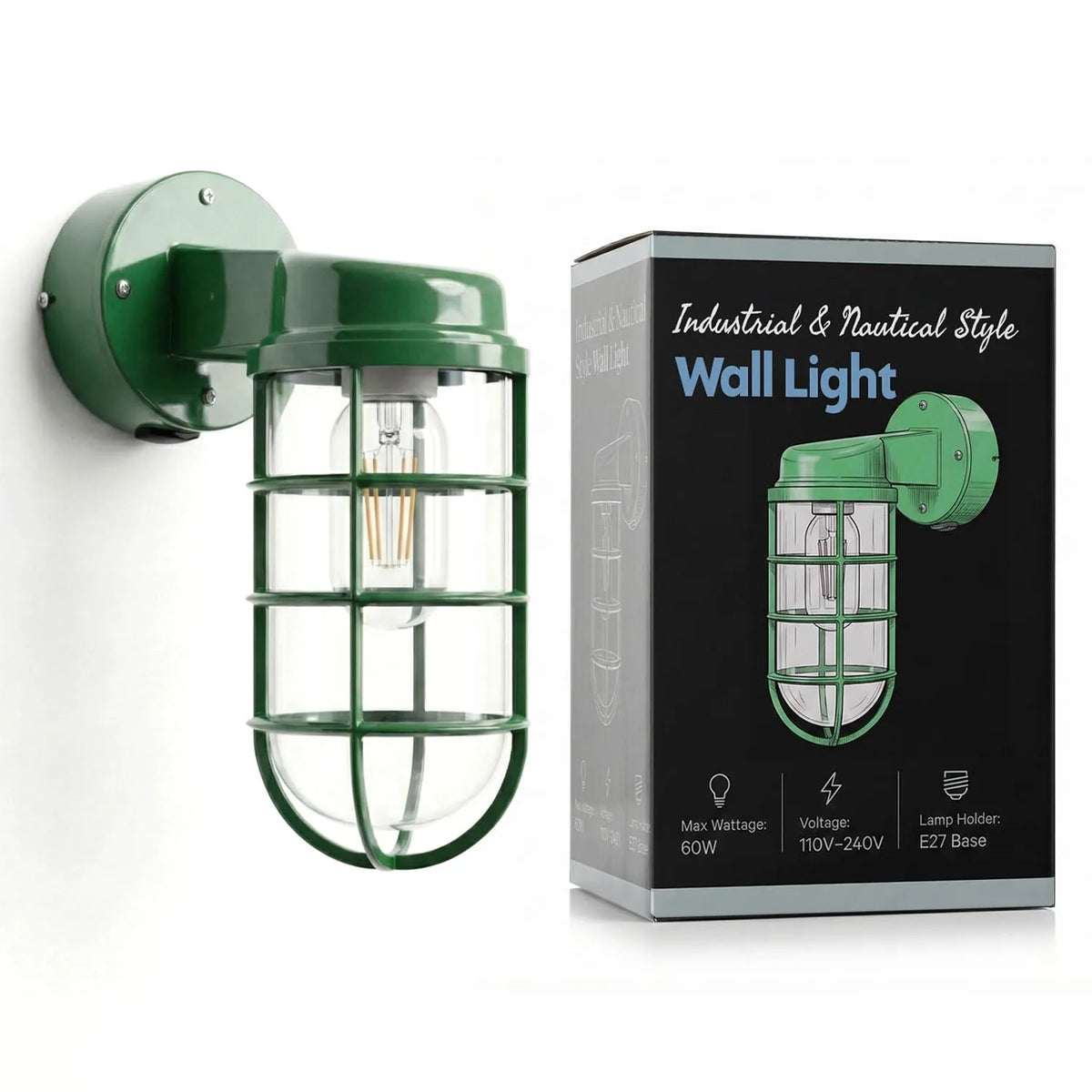 Led Desktop Conduit Applique murale conduit nautique exposée E27 métal – LED Sone FR