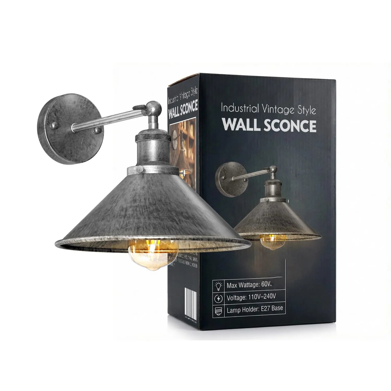 Luminaire vintage avec tête pivotante réglable pour éclairage de lecture.