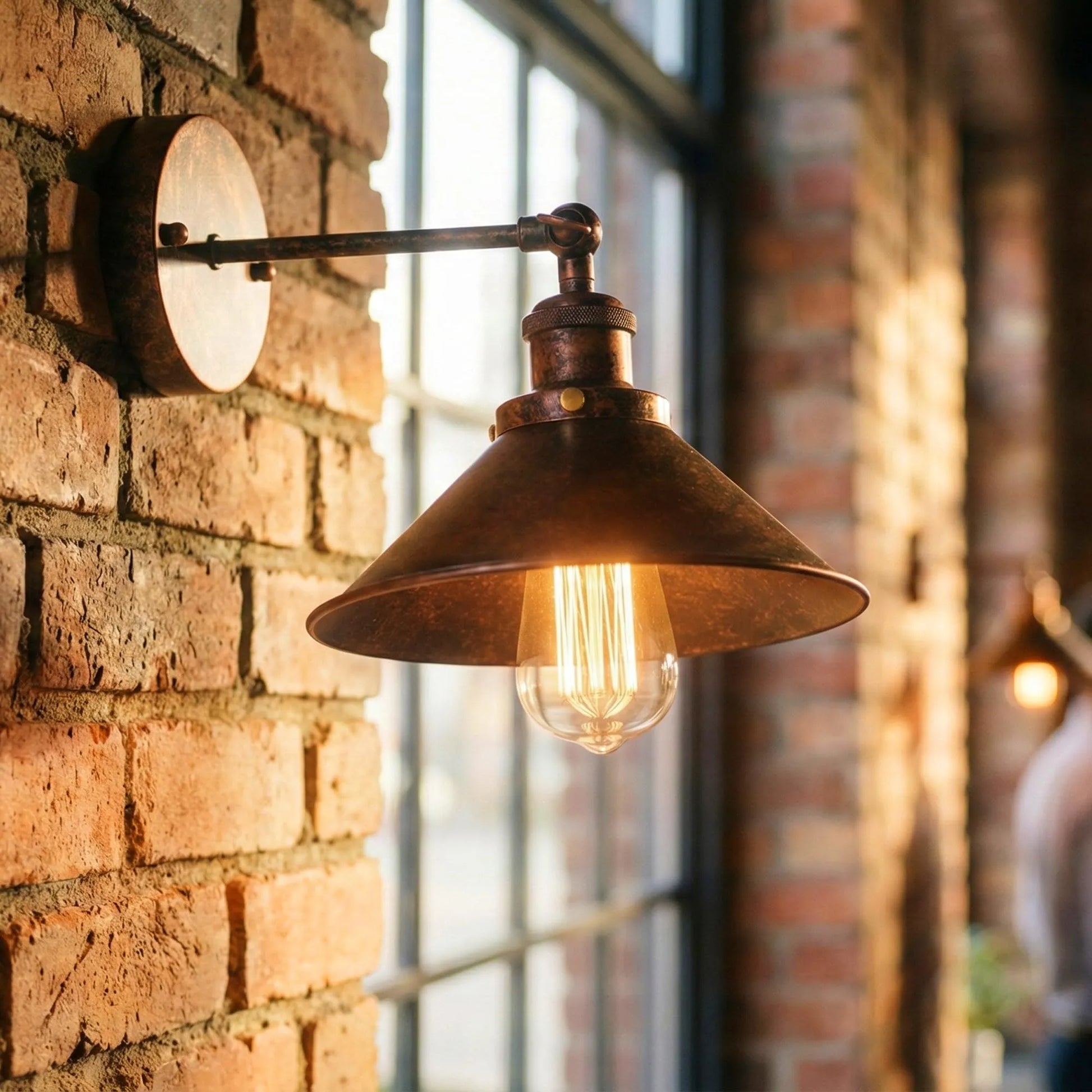 Lampe murale vintage installée dans un salon au design rétro.