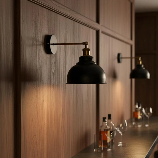 LEDSone Applique Murale Industrielle Vintage Noir et Laiton E27  ~1934