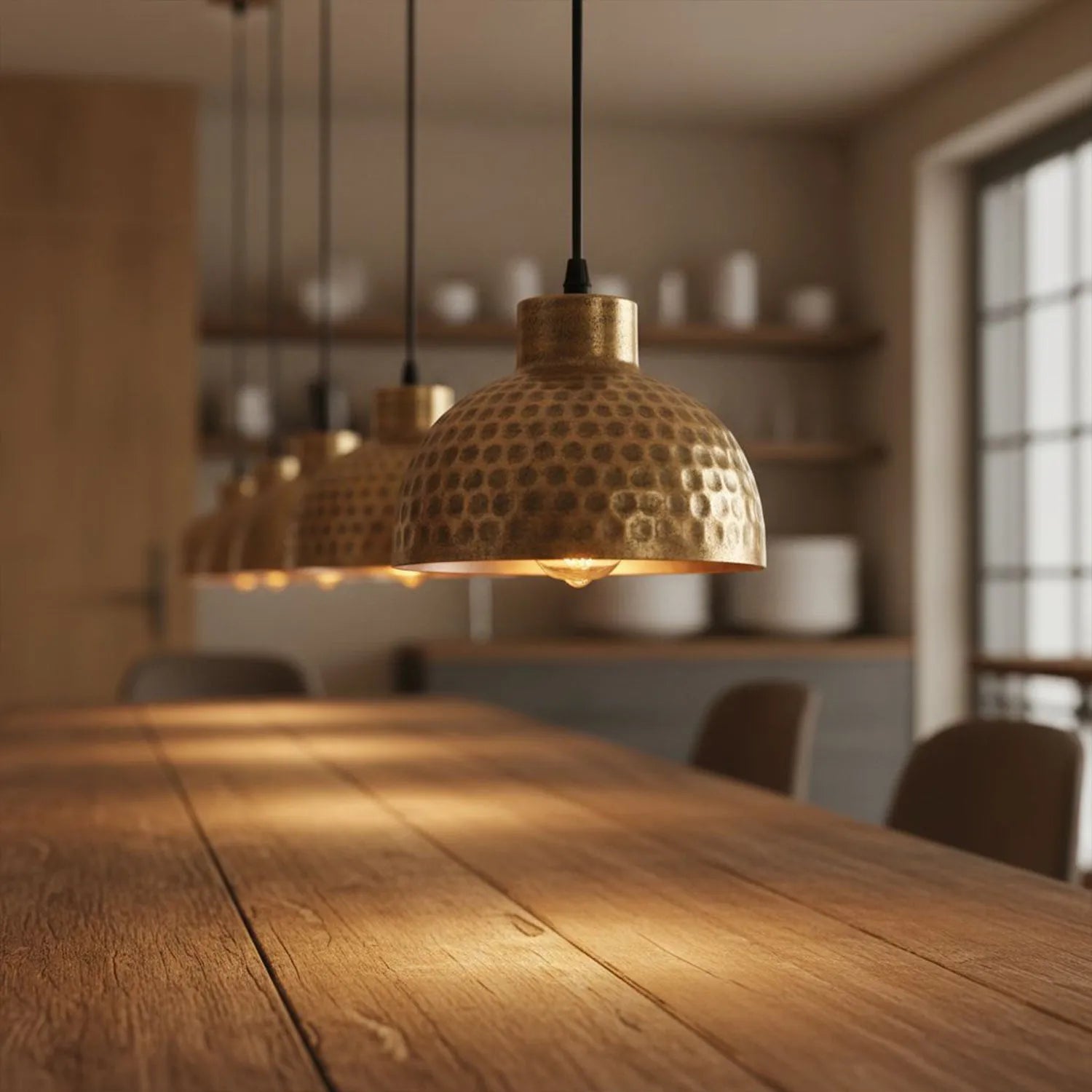 Suspension Luminaire Industrielle Cuivre Antique Martelé E27 réglable