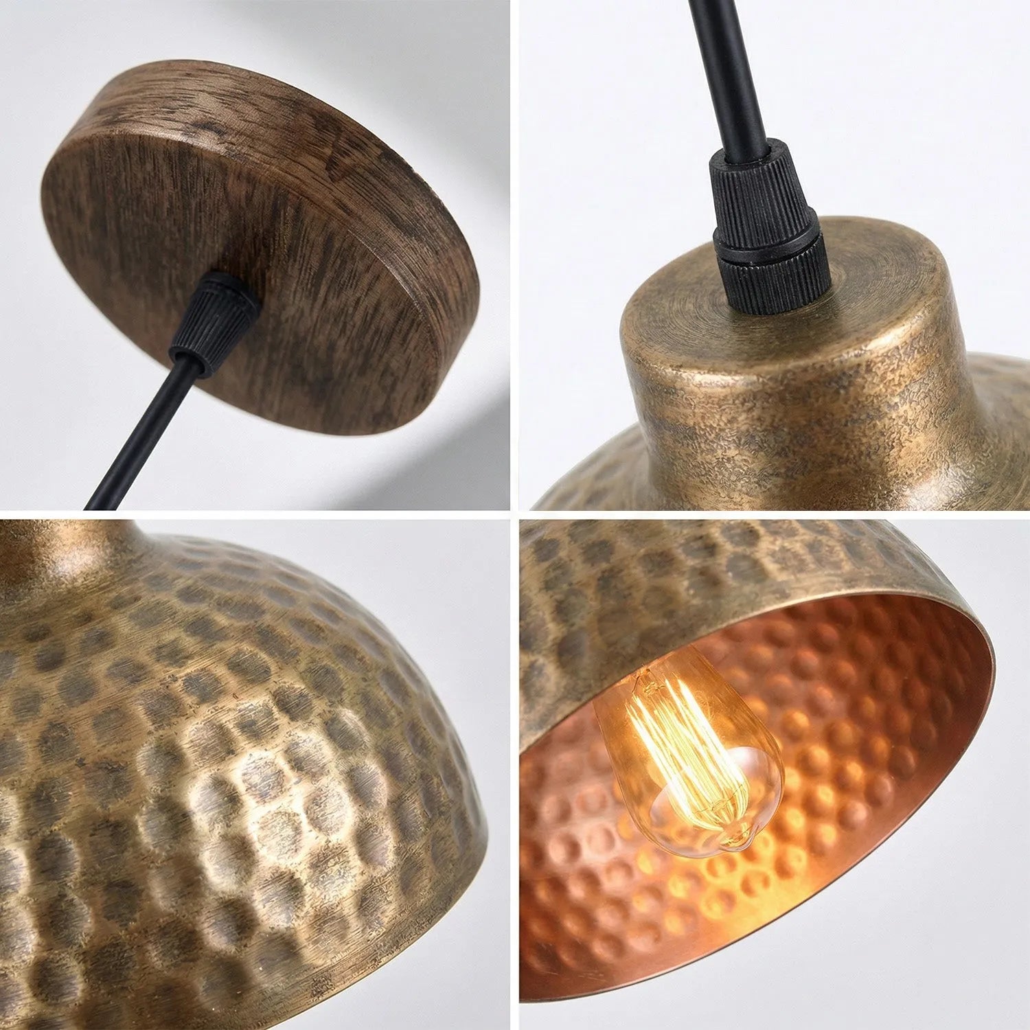 Suspension Luminaire Industrielle Cuivre Antique Martelé E27 réglable