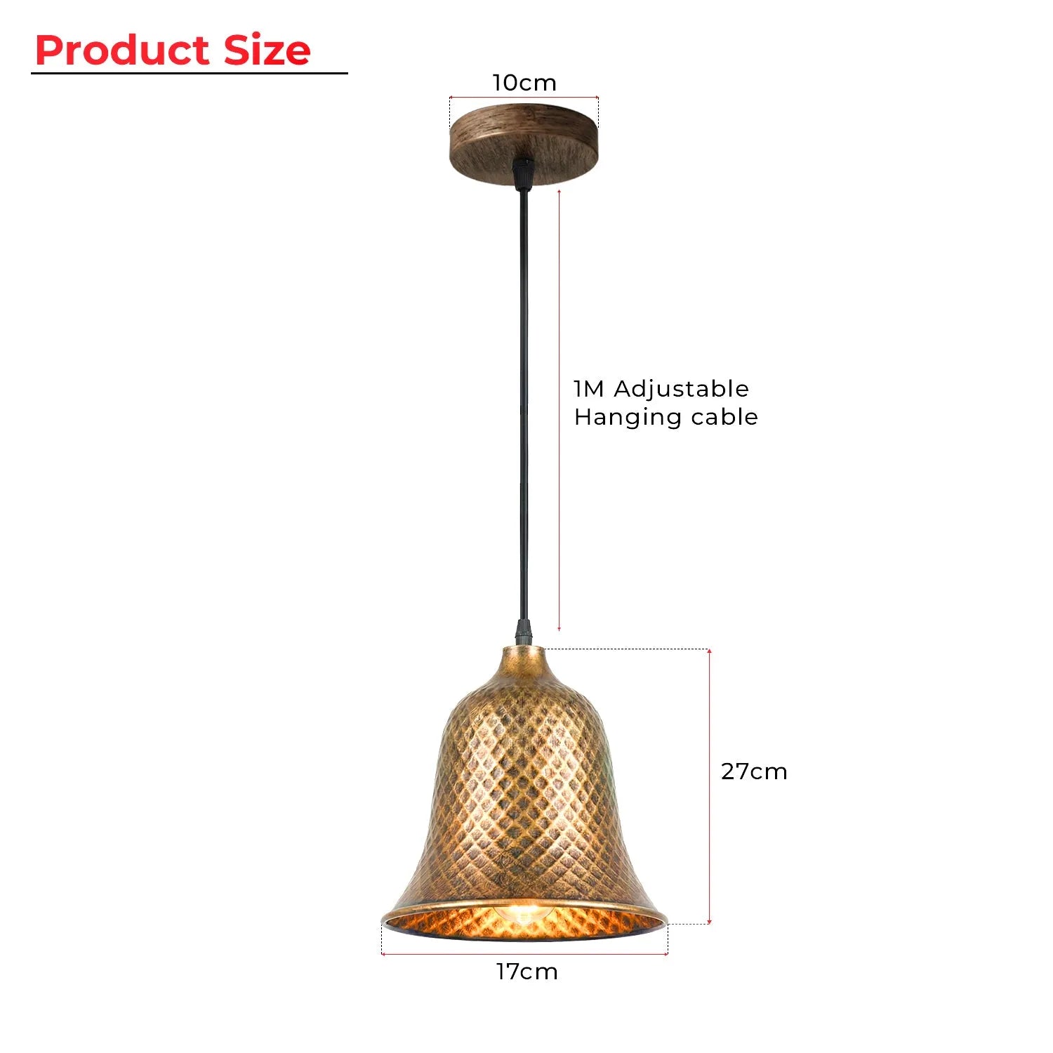Lampe suspendue industrielle cuivre – Lustre vintage rétro E27