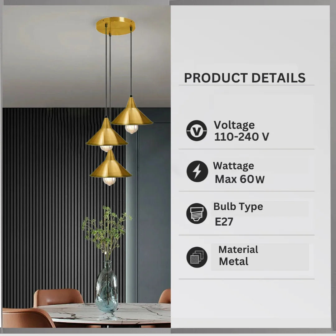 3 Head Pendant Light Fitting