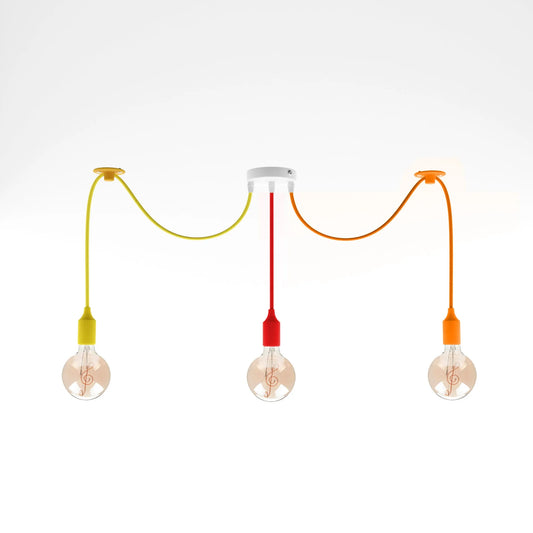 Suspension flexible multicolore 3 têtes  Lustre Araignée Vintage ~1985