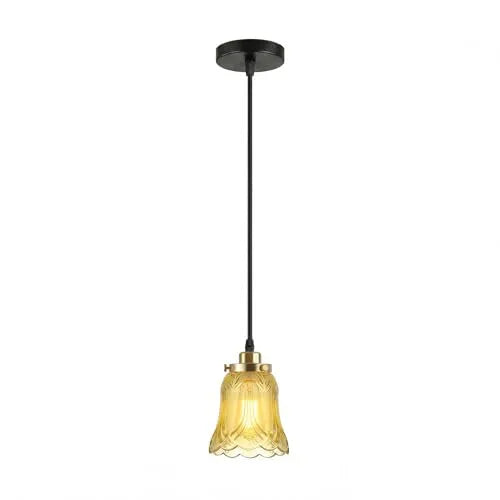 LEDSone Suspension Luminaire en Verre Brun Thé - Style Industriel Vintage ~2005