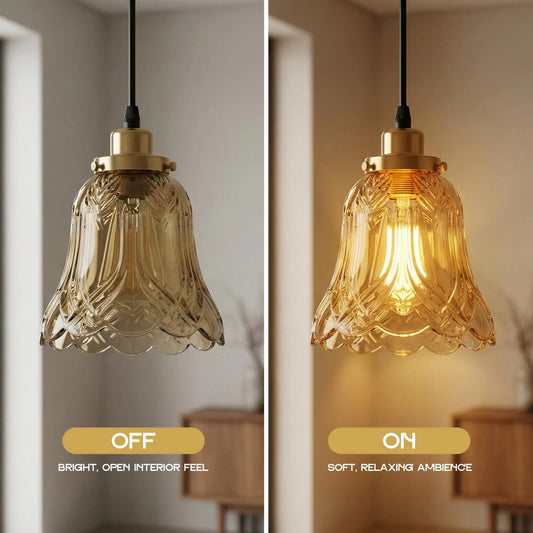 LEDSone Suspension Luminaire en Verre Brun Thé - Style Industriel Vintage ~2005