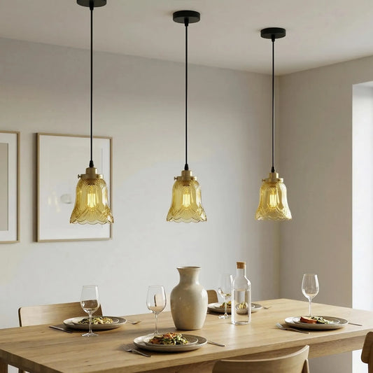 LEDSone Suspension Luminaire en Verre Brun Thé - Style Industriel Vintage ~2005
