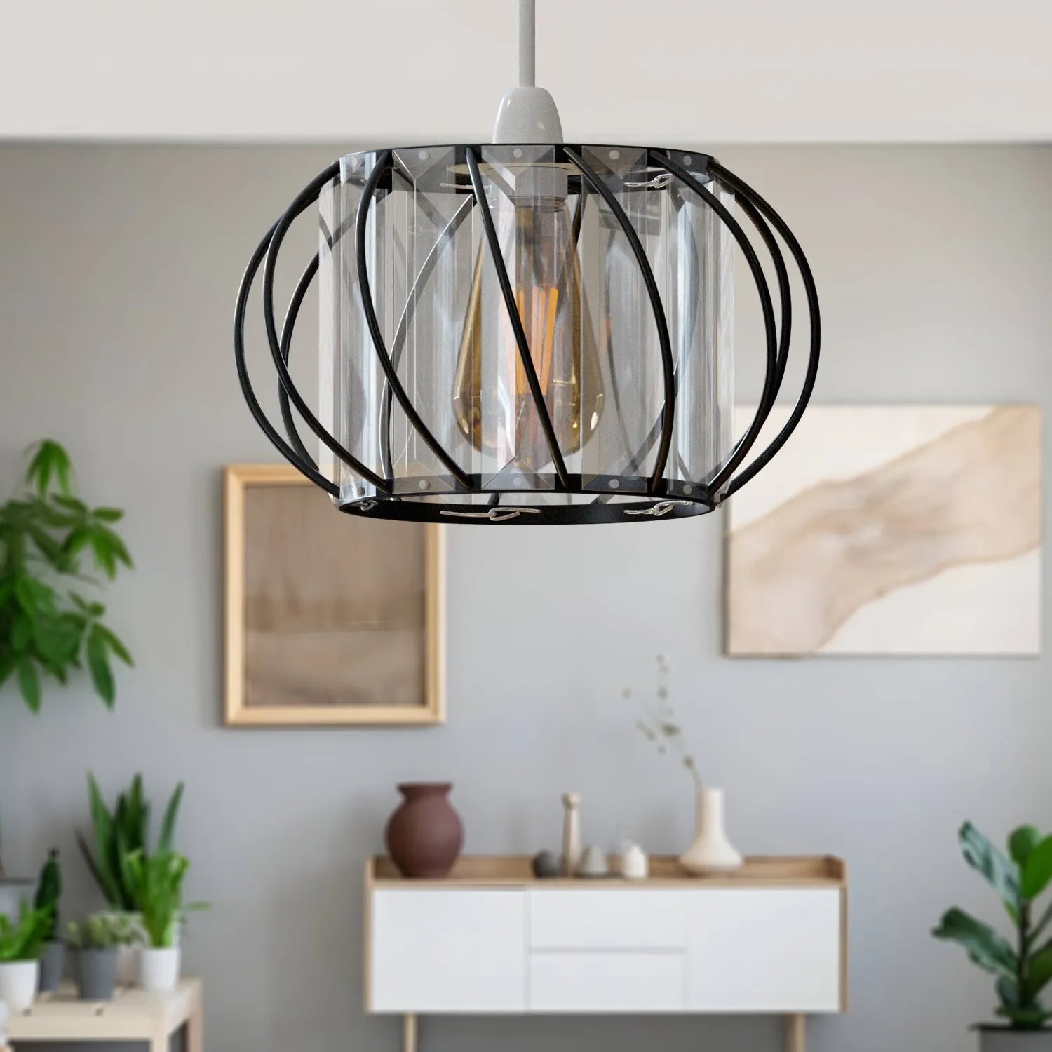 plafonnier globe verre salon