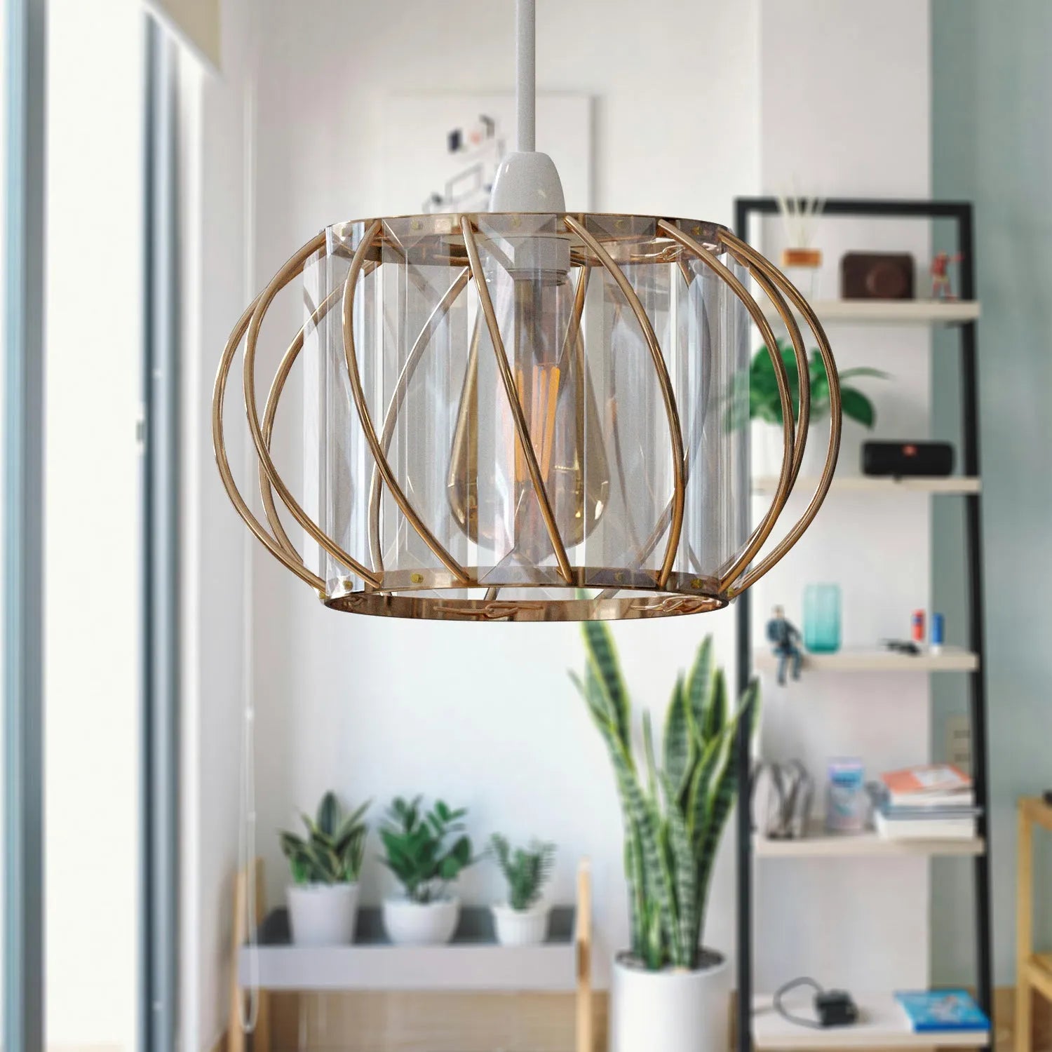 plafonnier globe verre salon