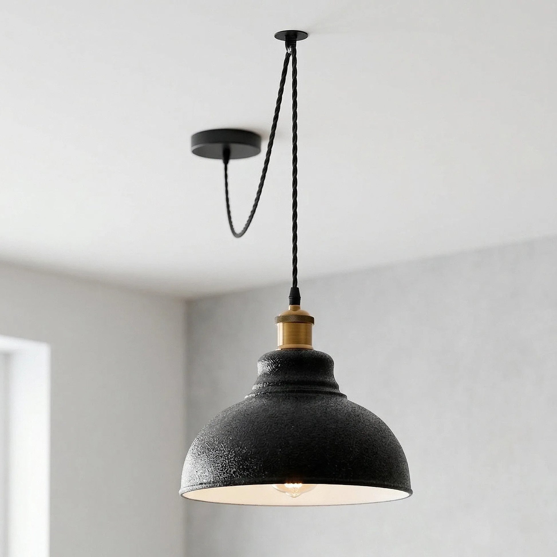 lampe suspension métal noir réglable 
