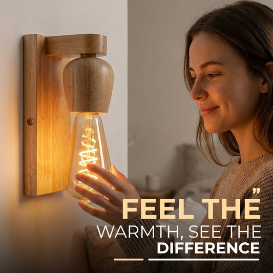 Applique murale en bois naturel E27 LED rustique d'intérieur ~2051