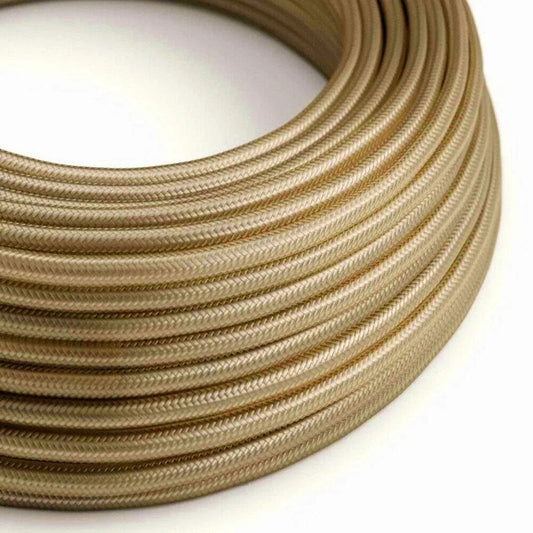 LEDSone Câble d'éclairage vintage rond tressé tissu doré 1M/5M/10M 3 cœurs ~2062