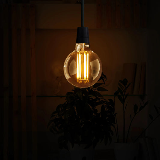 ampoule LED vintage G125 E27, ampoule LED globe ambré 8W, ampoule LED E27 dimmable globe vintage