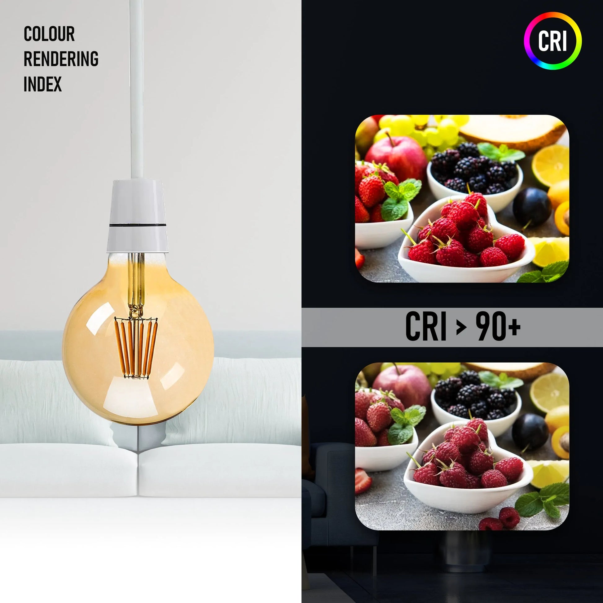 ampoule LED vintage G125 E27, ampoule LED globe ambré 8W, ampoule LED E27 dimmable globe vintage