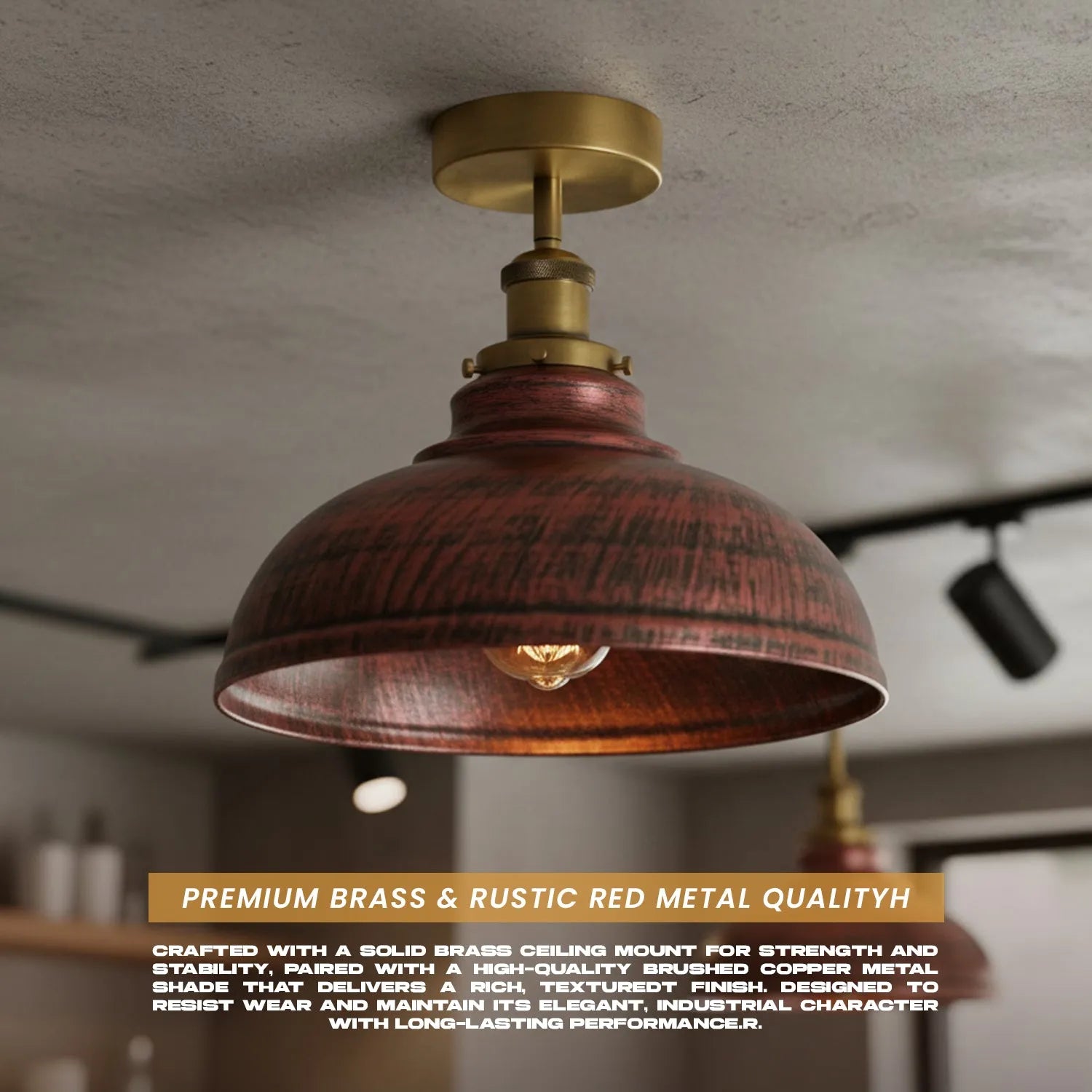 plafonnier semi-encastré métal dôme E27 industriel